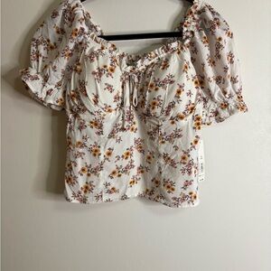 No Boundaries Multicolored Smocked Puff Sleeve Blouse